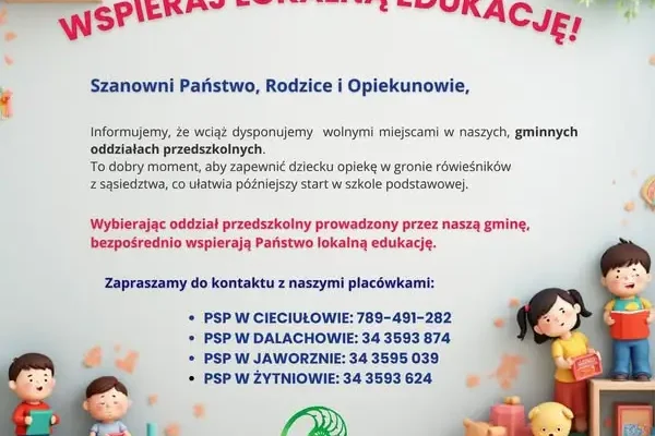 Zapisy do przedszkoli w gminie Rudniki – wciąż są wolne miejsca
