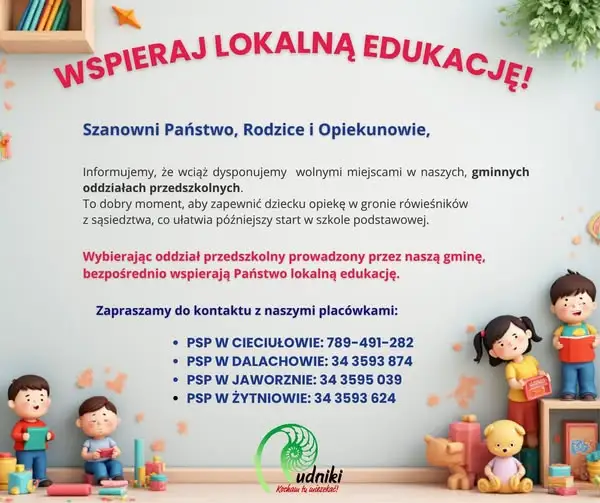 Zapisy do przedszkoli w gminie Rudniki – wciąż są wolne miejsca