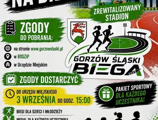 Ruszyły zapisy na jubileuszowy bieg „Gorzów Śląski Biega” – nowy stadion czeka na młodych sportowców