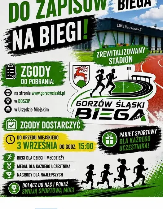 Ruszyły zapisy na jubileuszowy bieg „Gorzów Śląski Biega” – nowy stadion czeka na młodych sportowców