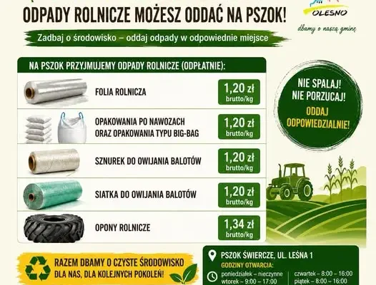 Odpady rolnicze oddasz na PSZOK w Świerczu – sprawdź ceny i godziny otwarcia
