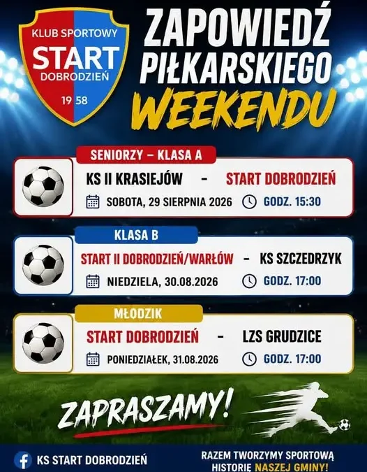 Weekend pełen piłkarskich emocji – trzy mecze drużyn Startu Dobrodzień