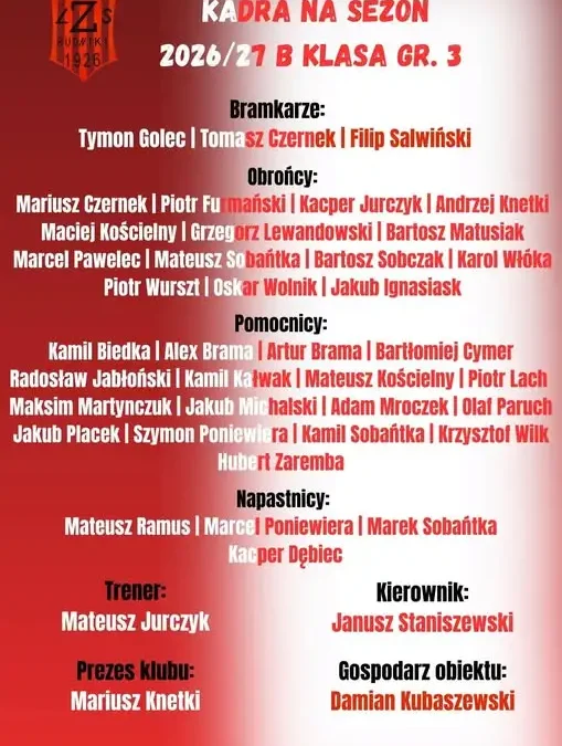 LZS Rudniki prezentuje kadrę na sezon 2026/2027