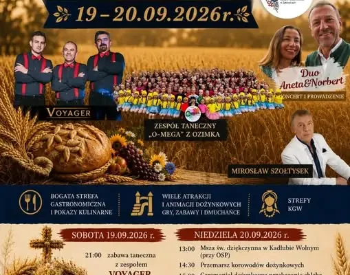 Dożynki Gminno-Parafialne w Kadłubie Wolnym – 19-20 września 2026