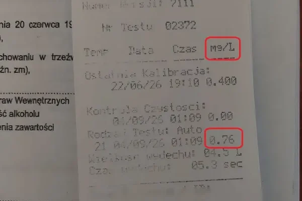 37-latek zatrzymany za jazdę po alkoholu i złamanie sądowego zakazu
