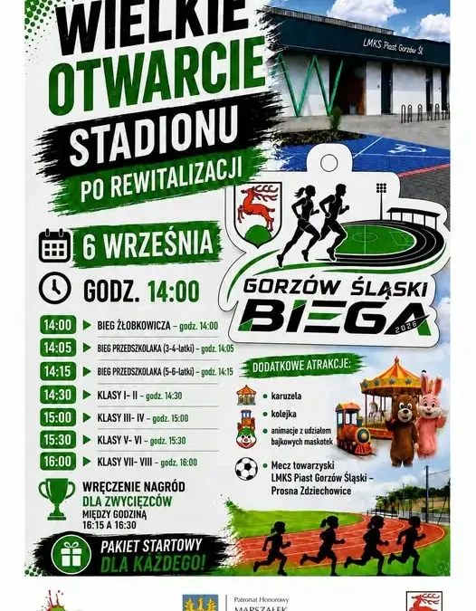 Gorzów Śląski zaprasza na wielkie otwarcie stadionu i biegi 6 września