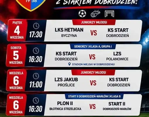 Piłkarski weekend z KS Start Dobrodzień – pięć meczów od piątku do poniedziałku