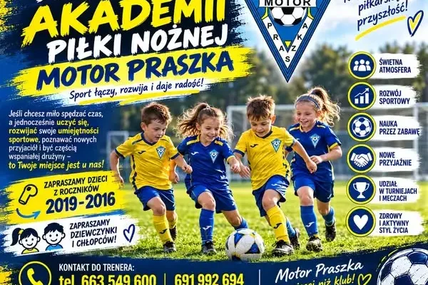 Akademia Piłki Nożnej Motor Praszka zaprasza dzieci z roczników 2016–2019
