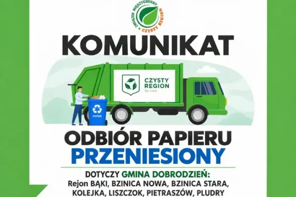 Zmiana terminu odbioru papieru w gminie Dobrodzień – nowy termin 21 września