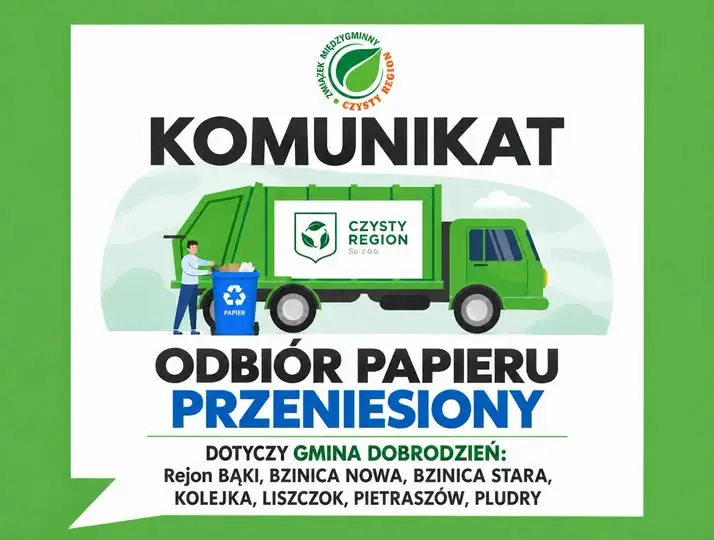 Zmiana terminu odbioru papieru w gminie Dobrodzień – nowy termin 21 września