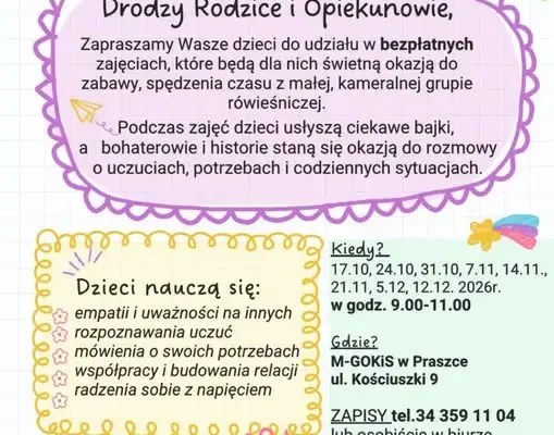 Bezpłatne zajęcia o emocjach dla dzieci w Praszce – ruszają zapisy