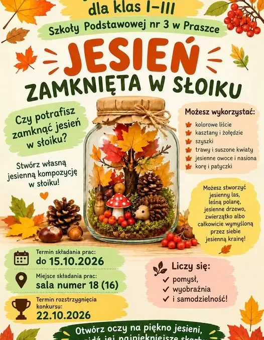 Konkurs „Jesień zamknięta w słoiku” dla uczniów klas I–III w Praszce