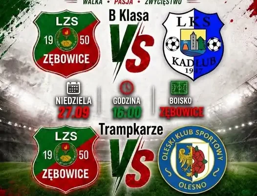 LZS Zębowice zaprasza na mecze ligowe – trampkarze i B Klasa w akcji
