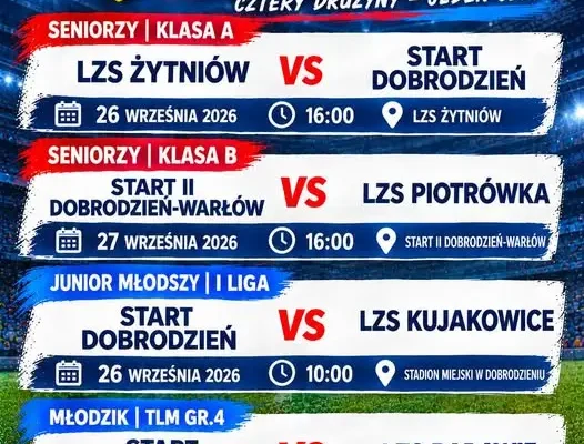 Piłkarski weekend ze Startem Dobrodzień – terminarz meczów