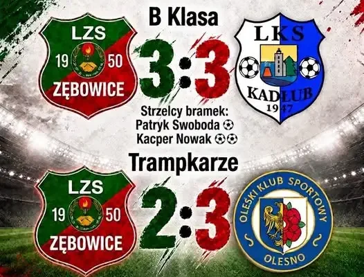 LZS Zębowice: remis w B Klasie i porażka trampkarzy w starciu z OKS Olesno