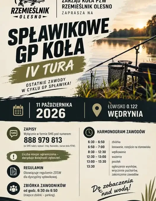 Otwarte zawody wędkarskie w Wędryni – IV tura Spławikowego GP Koła PZW Rzemieślnik Olesno