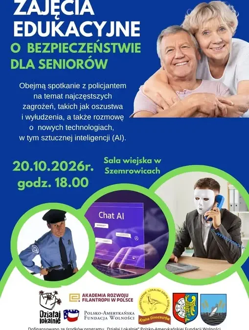 Aktywna Jesień Seniorów: dzielnicowy i rzecznik praw konsumentów poprowadzą zajęcia edukacyjne w Dobrodzieniu