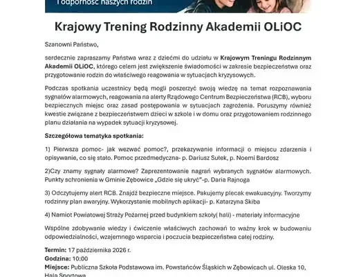 Trening Rodzinny Akademii OLIOC w Zębowicach – wspólnie budujemy bezpieczeństwo