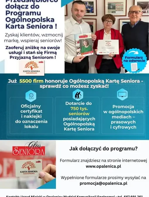 Opalenica dołącza do programu „Gmina Przyjazna Seniorom” – seniorzy zyskają zniżki