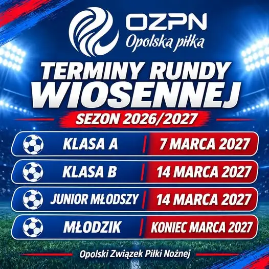 Runda wiosenna 2027: znamy terminy startu rozgrywek