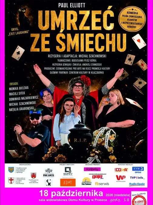 Spektakl „Umrzeć ze śmiechu” w Praszce – bilety w kasie Domu Kultury w niedzielę 18.10
