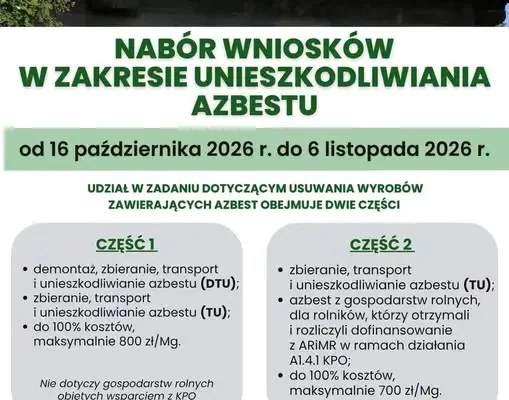 Gmina Rudniki: rusza nabór wniosków na usuwanie azbestu. Nawet 800 zł za tonę